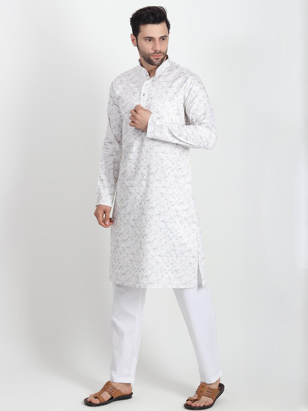 DASTEKARIGAR Men White Pure Cotton Kurta Sets