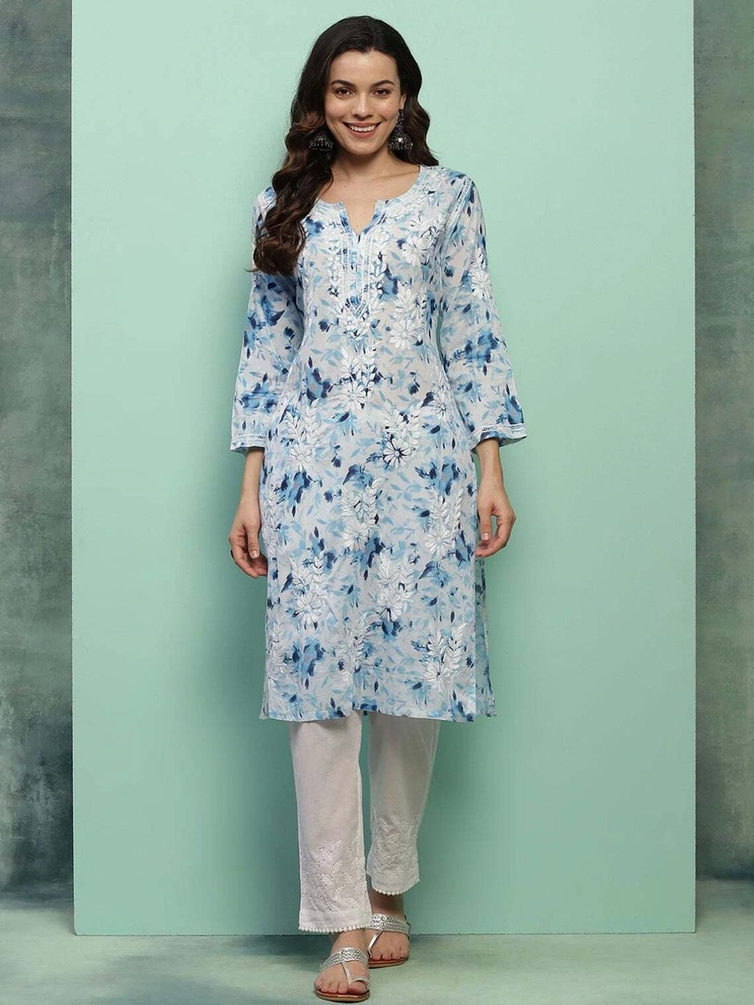 MALABIS Women Blue Kurtas