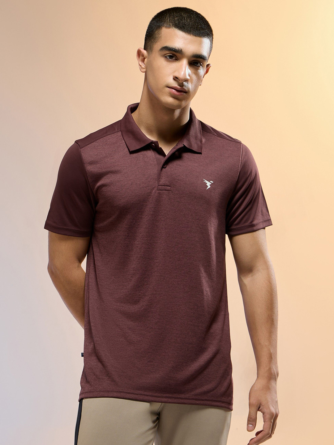 Technosport Men Anti Static Solid Polo Collar Slim Fit T-shirt