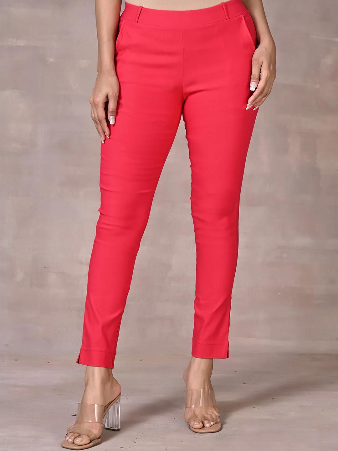 Lakshita Women Skin-Fit Red Jeggings