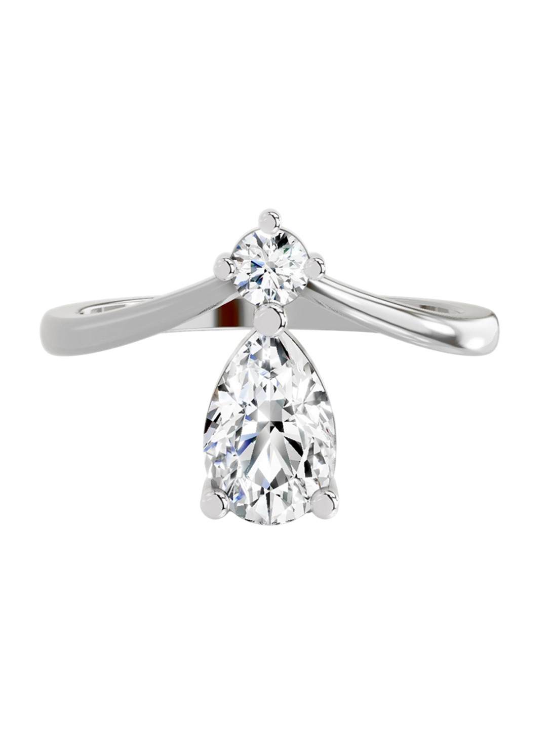 Sparkles 14K White Gold Lab Grown Diamond 1.03 Carat Pear & Round Shape Diamond Ring