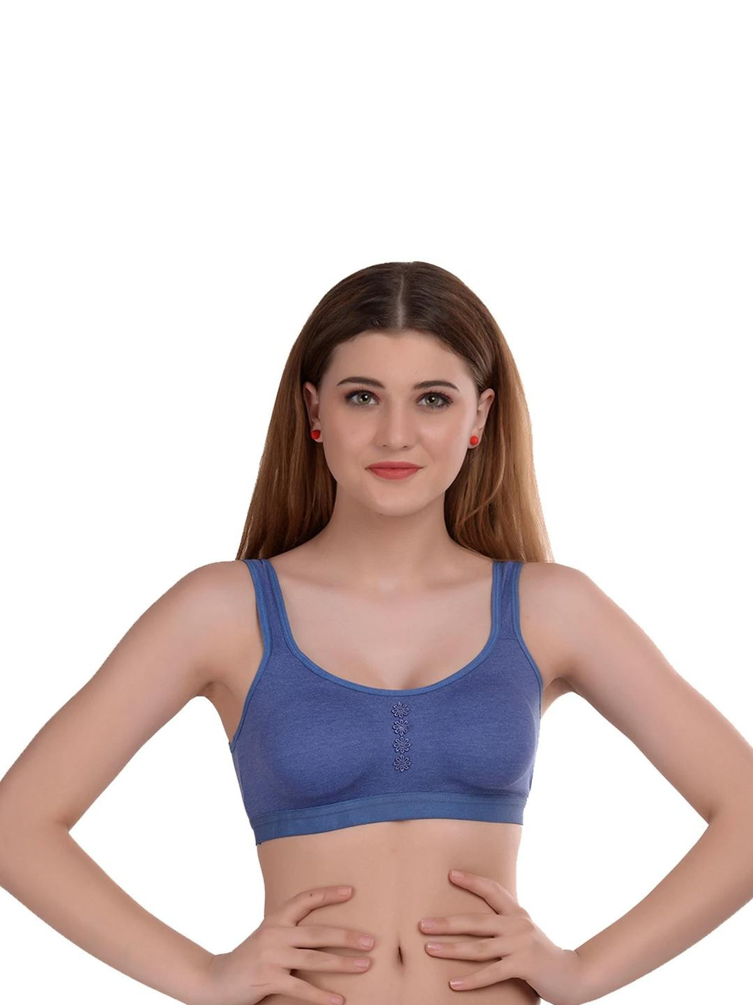 Samvar Blue Cotton Non-Wired Non Padded Minimizer Bra