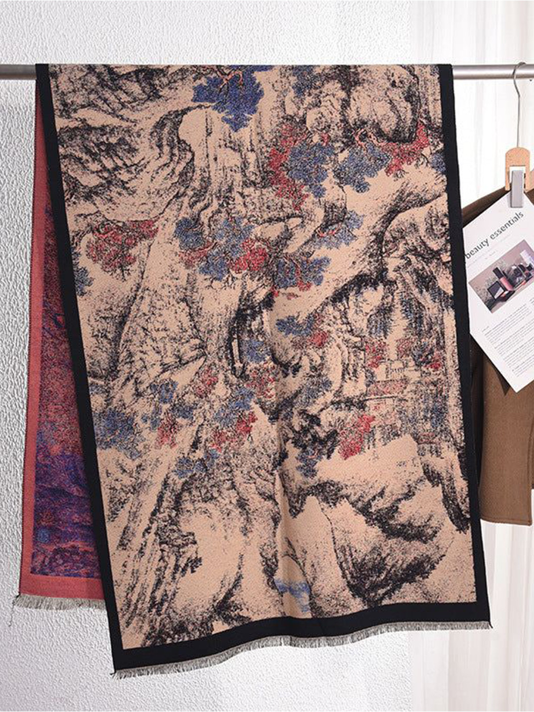 QUECY Women Abstract Printed Stole with Taping Border