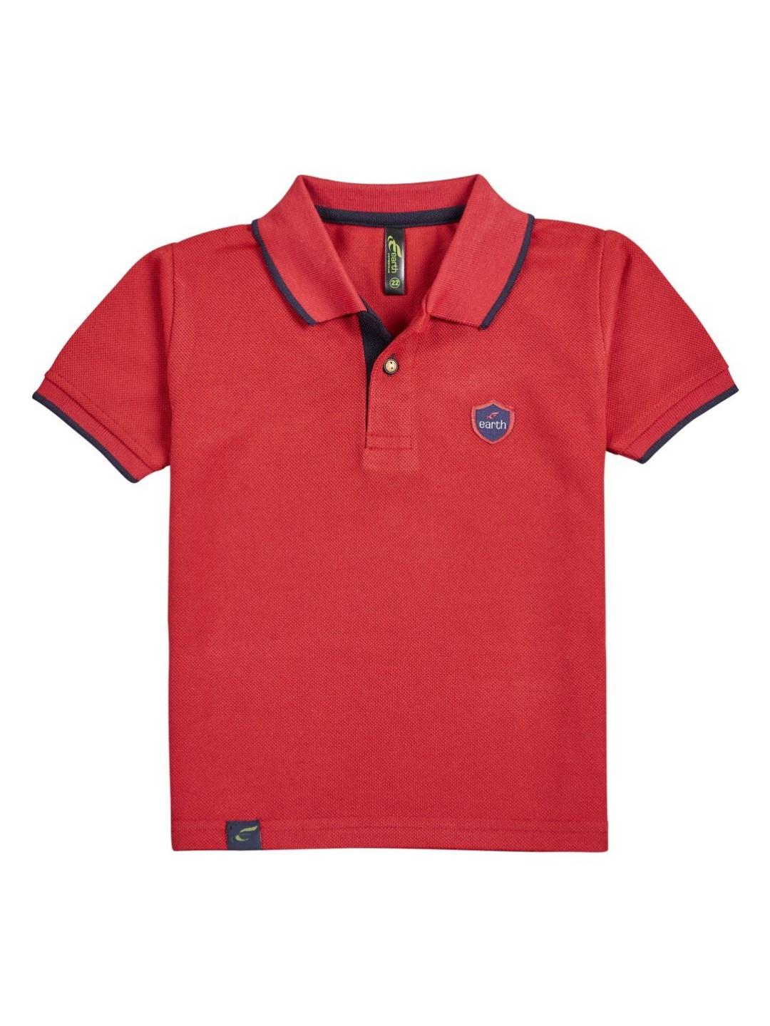 earth conscious Boys Brand Logo Polo Collar Short Sleeves Cotton T-shirt