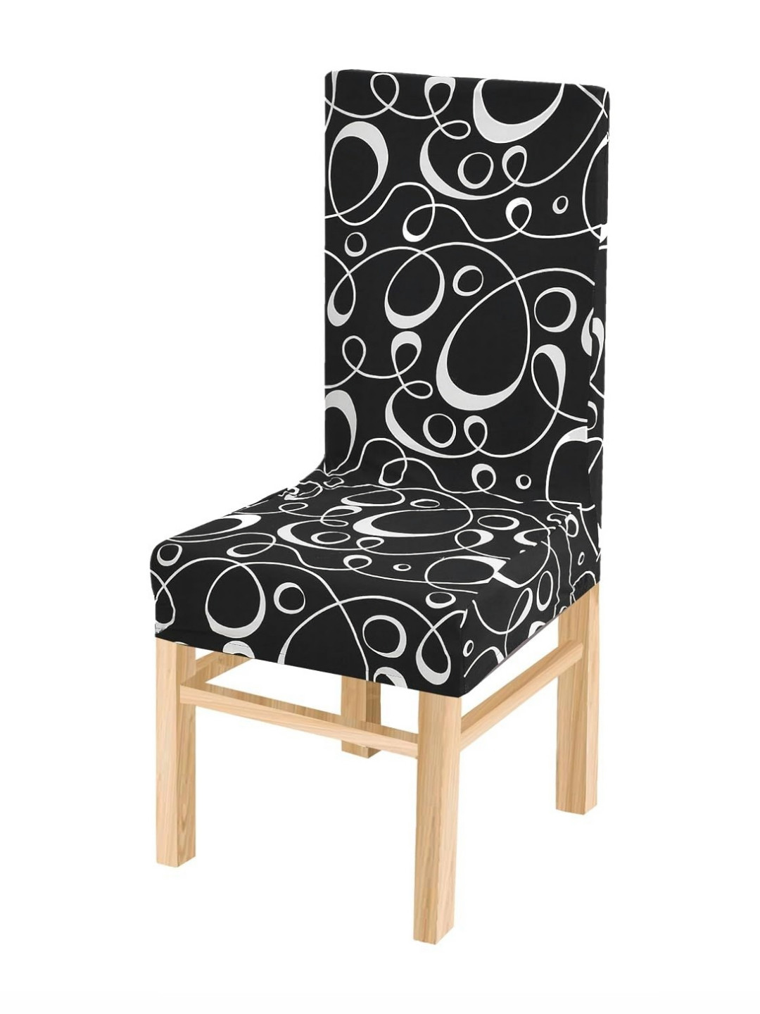 Yellow Weaves Black Printed Chair Cover