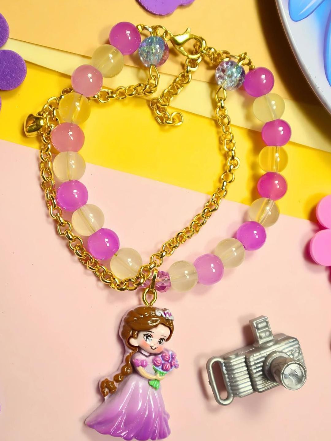 Kamule Kids Purple Lavender Transparent Doll Charm Lumba Bracelet