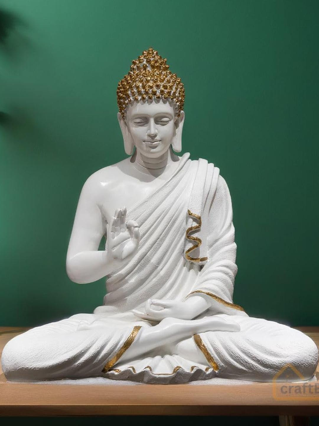 CraftEstate White Buddha Figurine Showpiece