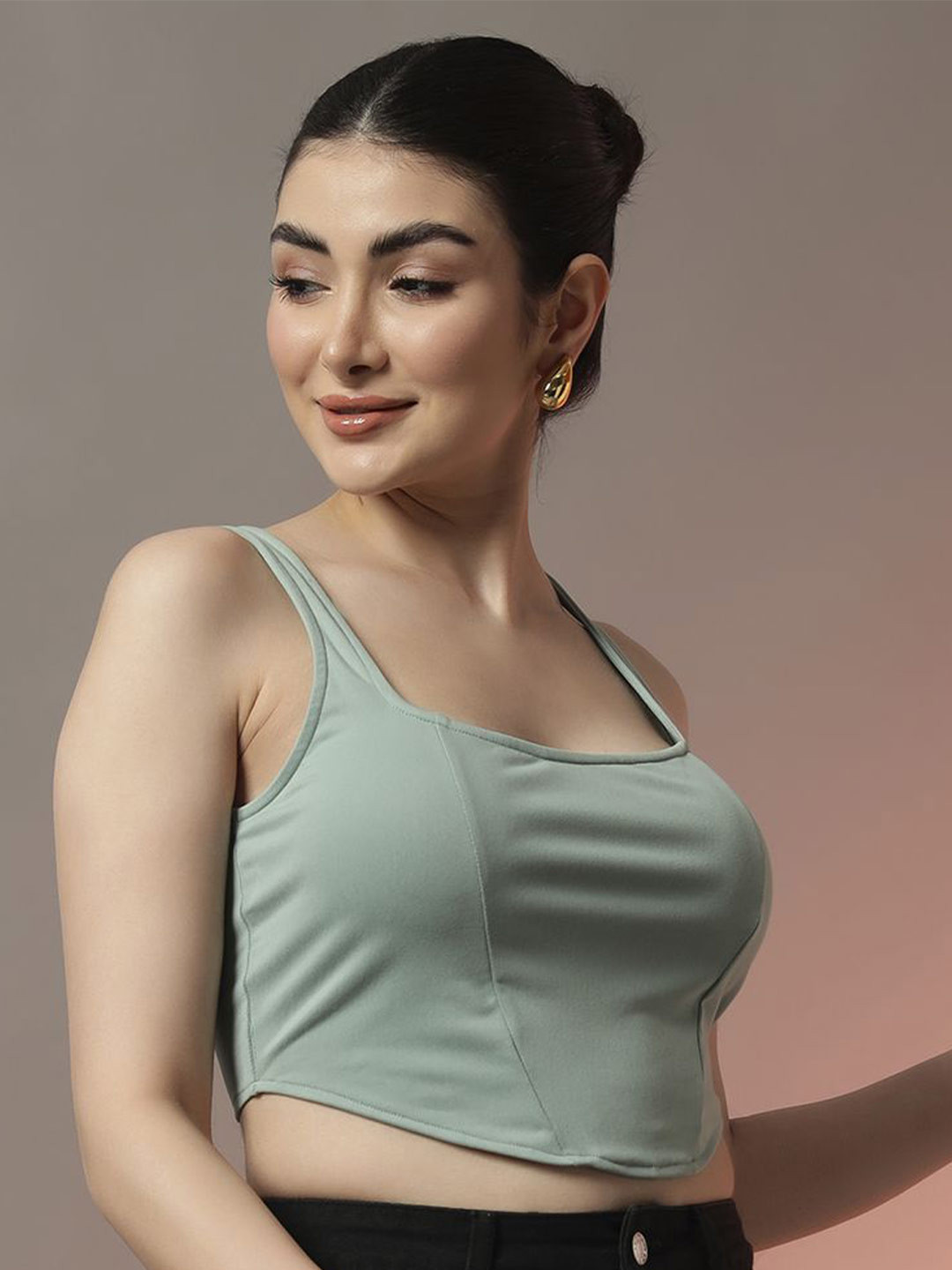 Trend Arrest Women Sleeveless Corset Style Fitted Crop Top