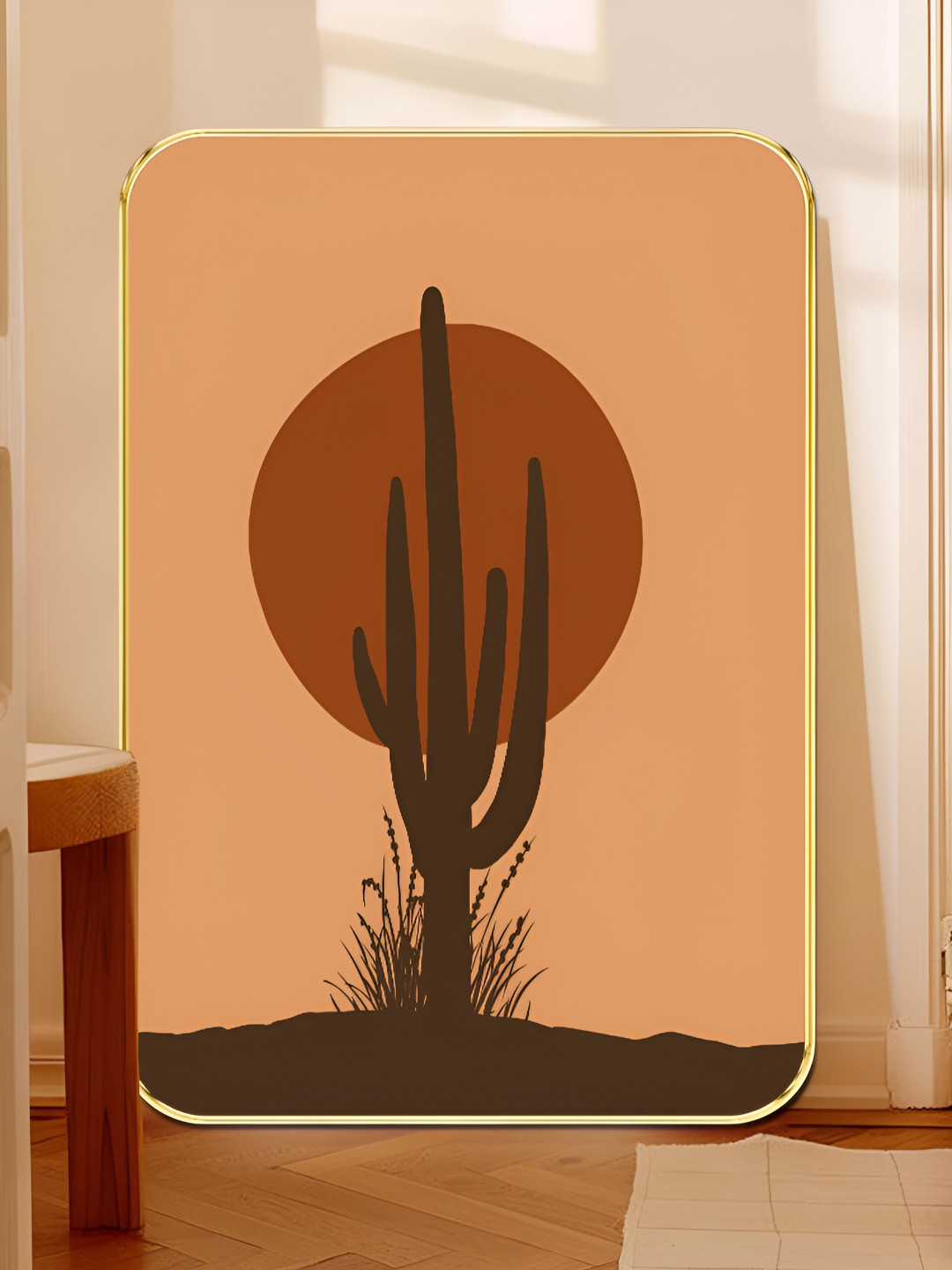 Livin'luxe Black & Brown Cactus Desert Rectangle Wall Art