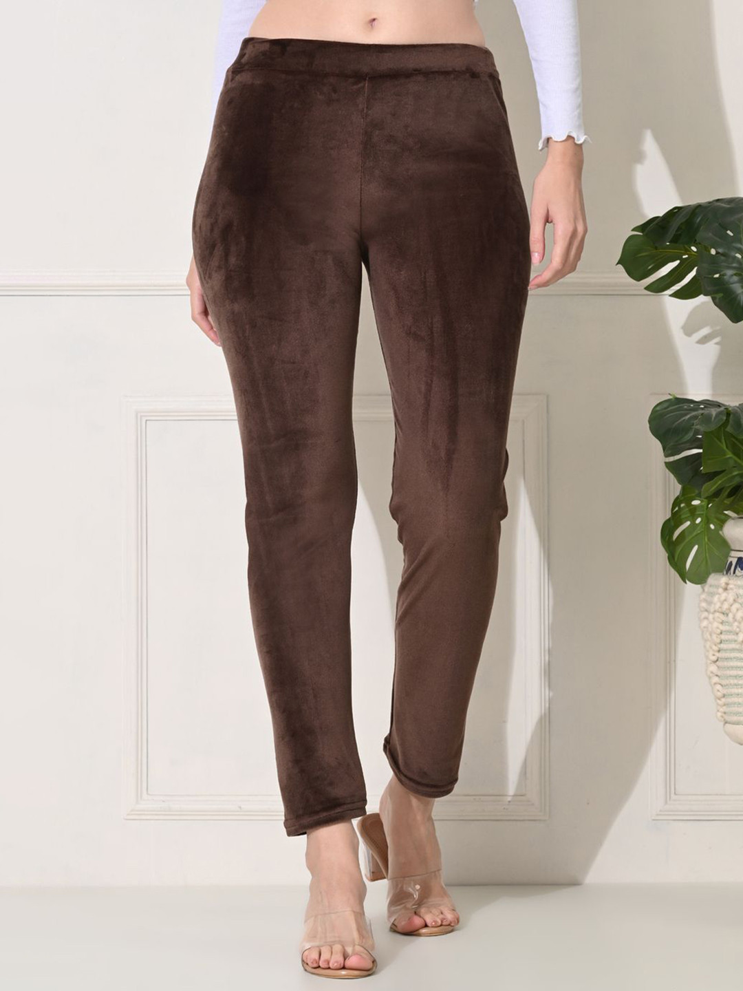 Brainbees Velvet Mid-Rise Ankle-Length Leggings