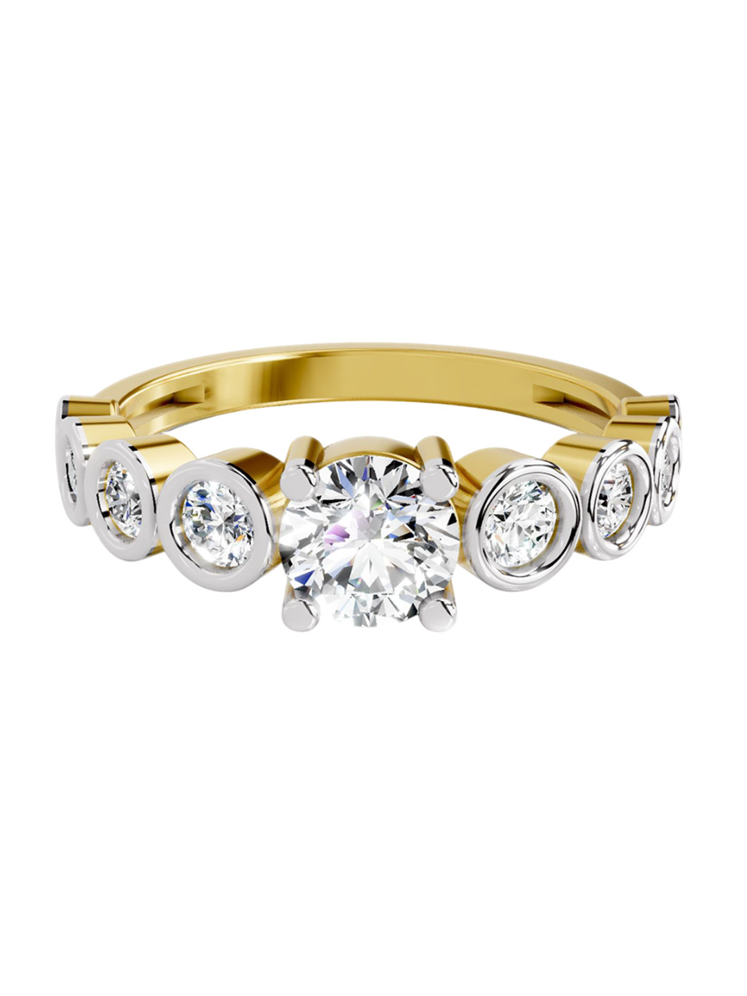 Sparkles 14K Yellow Gold Lab Grown Diamond 1.13 Carat Round Shape Diamond Ring