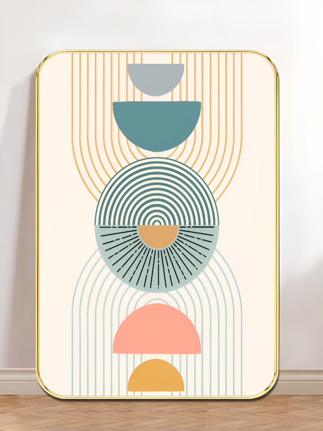 Livin'luxe Beige & Green Stacked Geometric Printed Wall Art