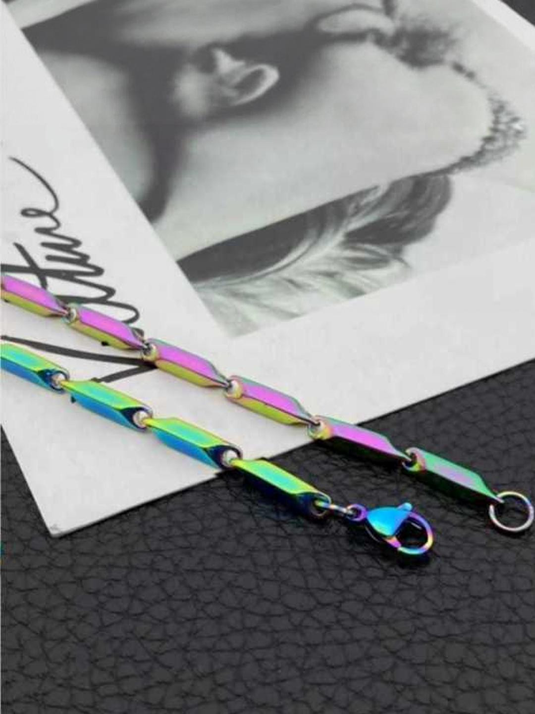 EIT Collection Women Multi-Color Silver-Plated Spring Ring Stainless Steel Casual Chain