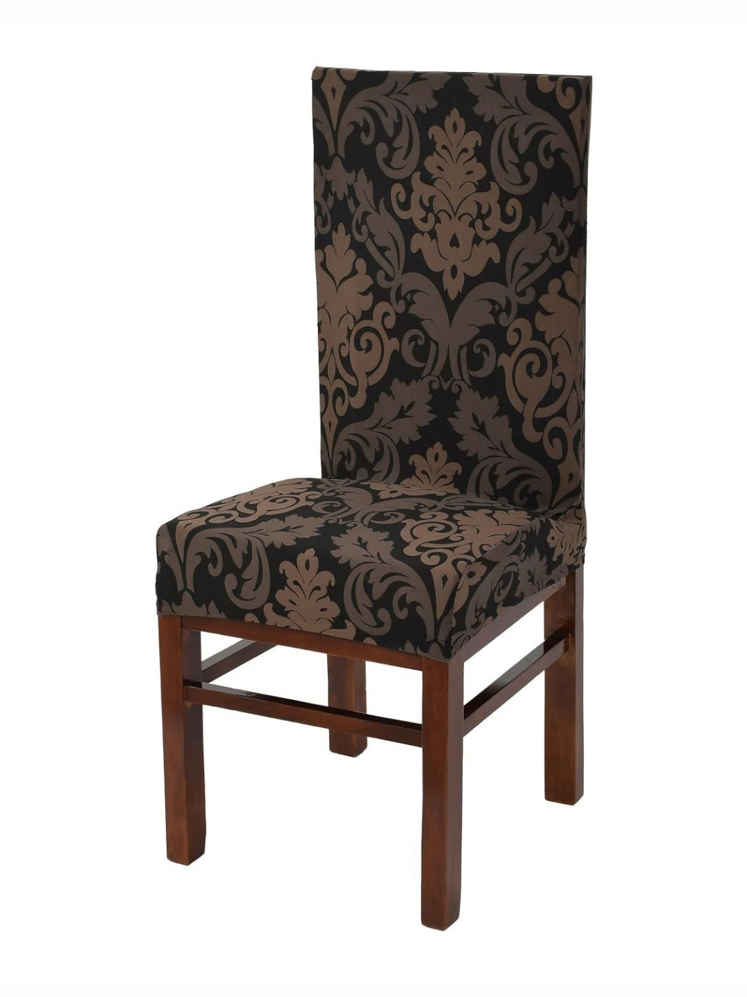 Yellow Weaves Floral Brown Printed Chair Cover