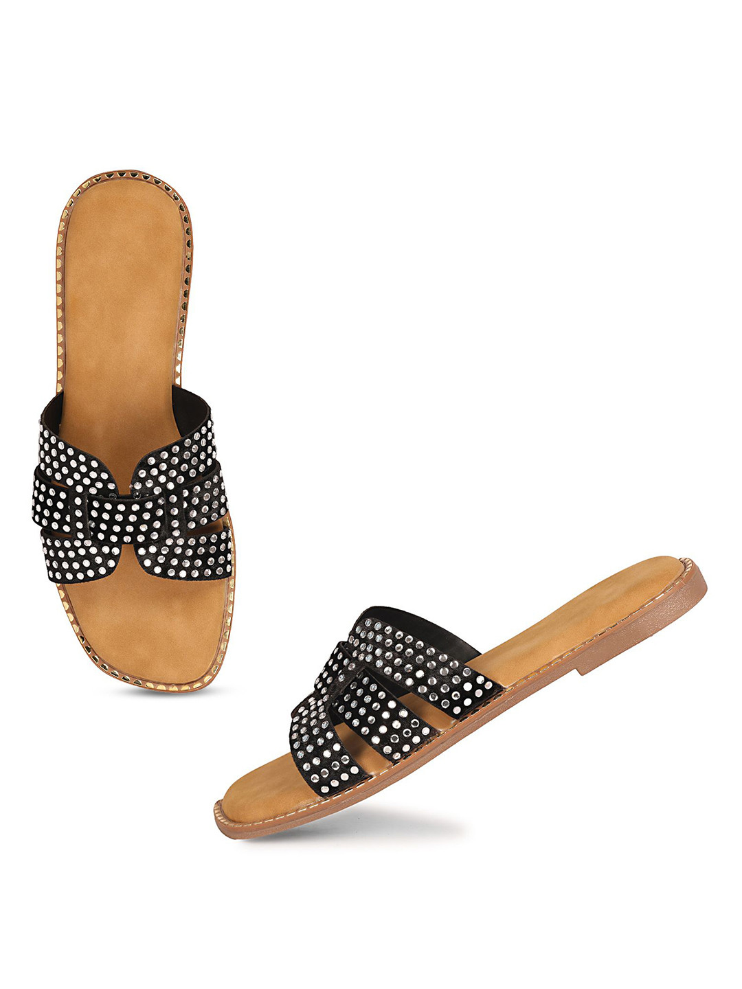 Commander Shoes Women Western Embellished Open Toe Flats