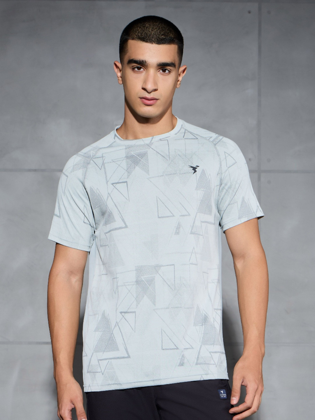 Technosport Men Anti Static Printed Round Neck Slim Fit T-shirt