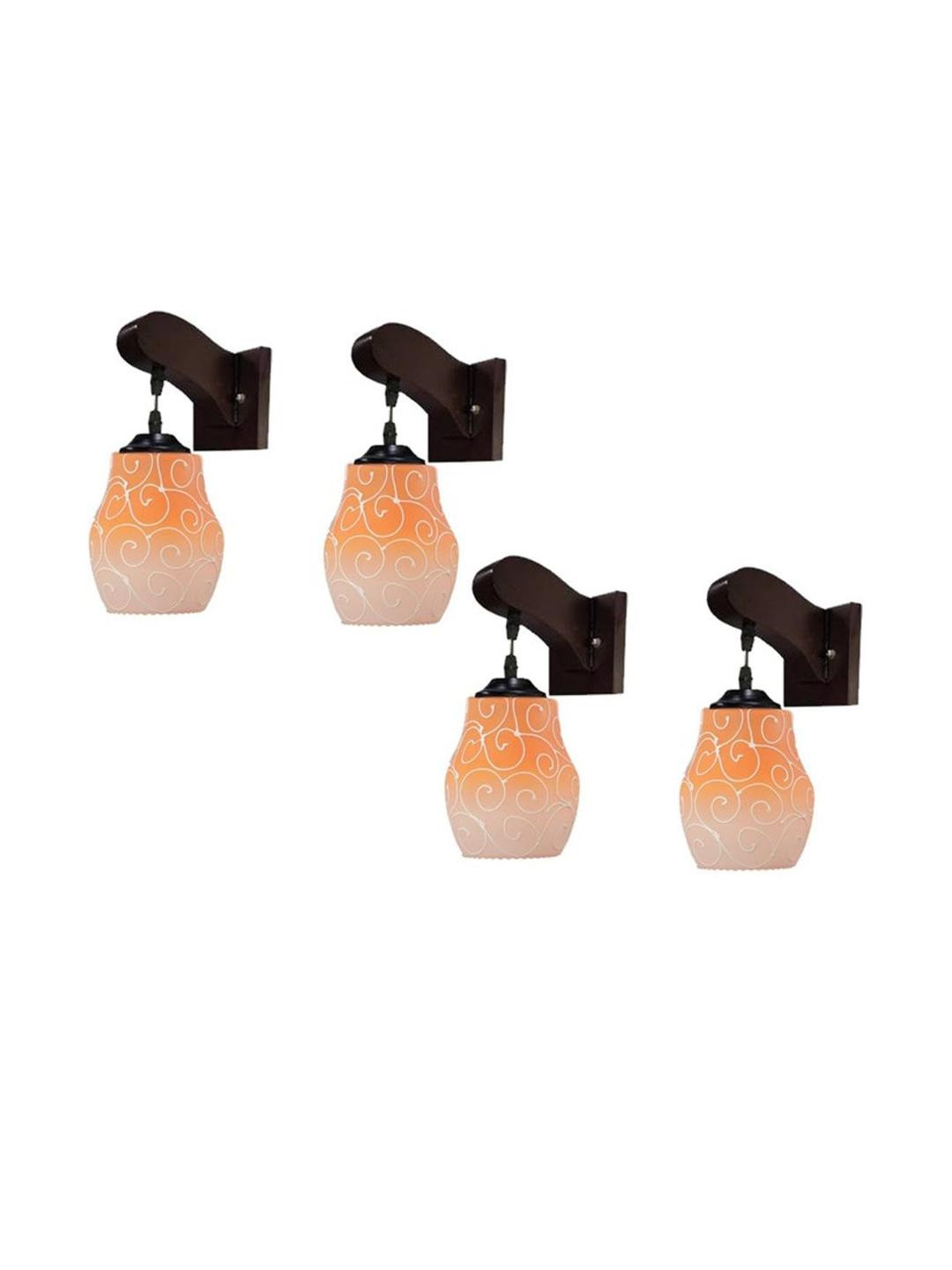 Somil Premium Designer Glass Wall / Night Lamp  Elegant & Stylish Dcor Accent for Modern Interiors, Color- Orange, White, Size:- 22 X 27 X 25 CM