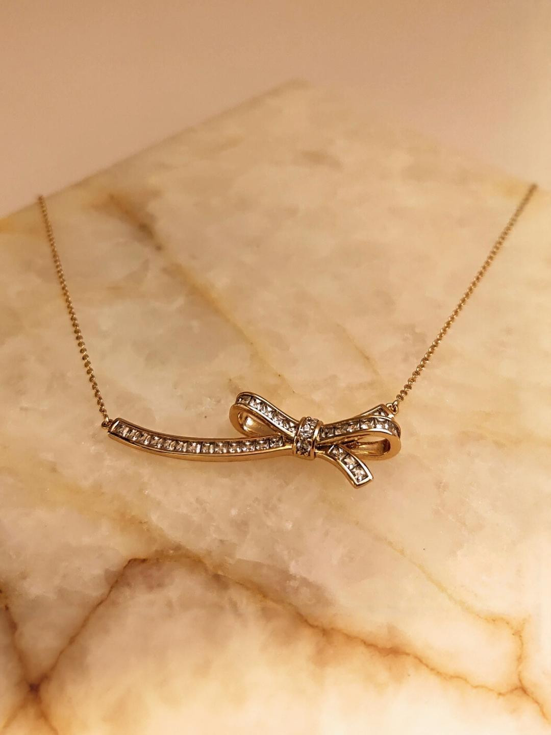 RaasRani Rose Gold-Plated Statement Bow Pendant Necklace