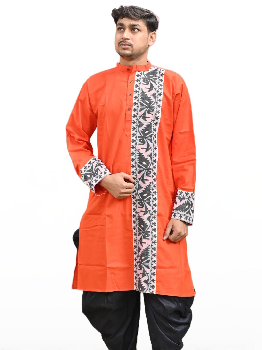 AMIT ONLINE Men Printed Pure Cotton Ethnic Punjabi Jamdani Kurta