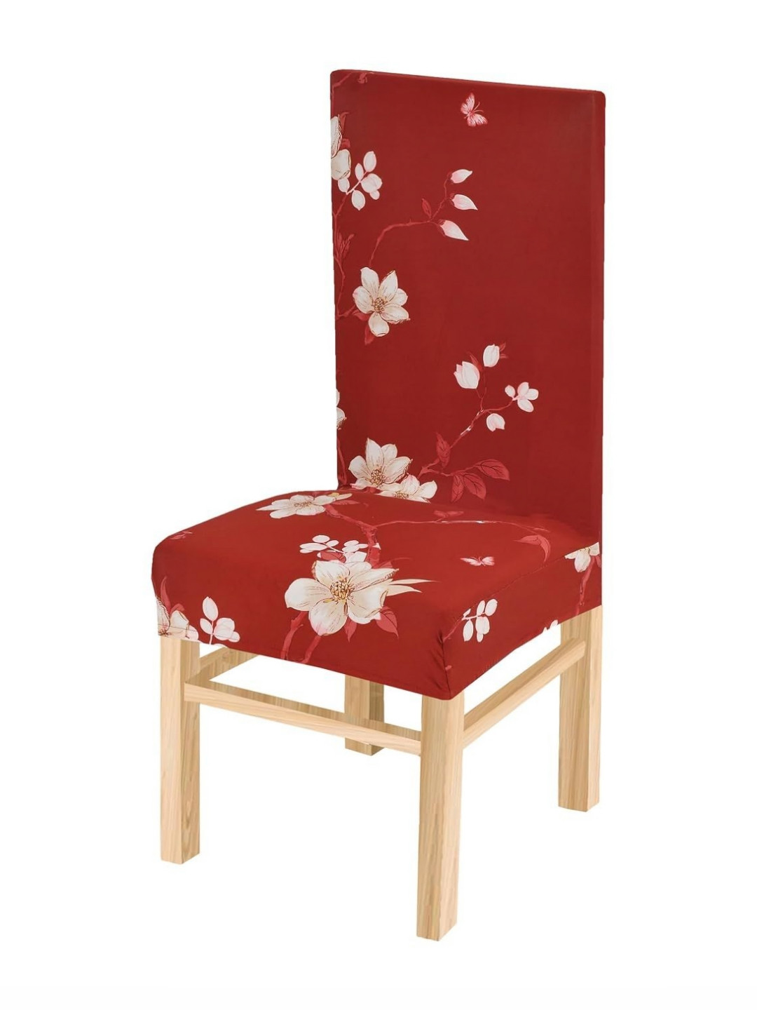 Yellow Weaves Red Printed Chair Cover