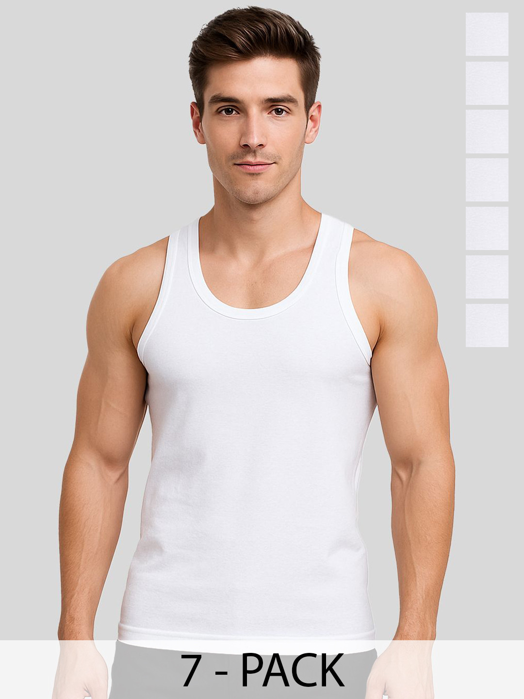 AMUL COMFY Pack Of 7Cotton Under Shirt Vests AC-PLVESTRN-WH-75-7P