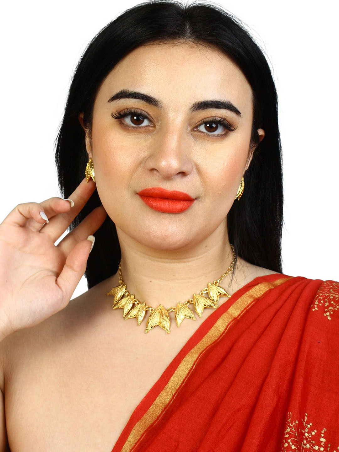 DANEEN JEWELLERY Gold-Plated Textured Jewellery Set