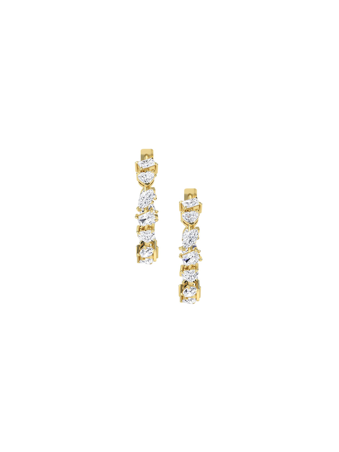 LUNA Women Yellow Gold Lab Grown Diamond Hoop & Huggie Earrings I 14 kt
