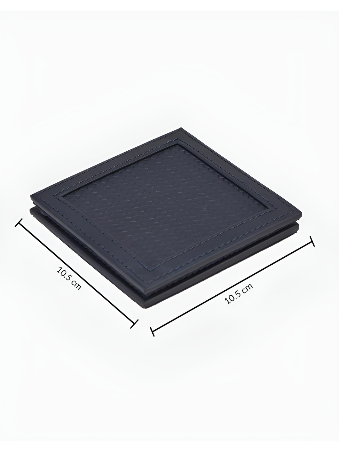 Fabindia Bodh Set Of 2 Navy Blue Textured Square Leather Coasters