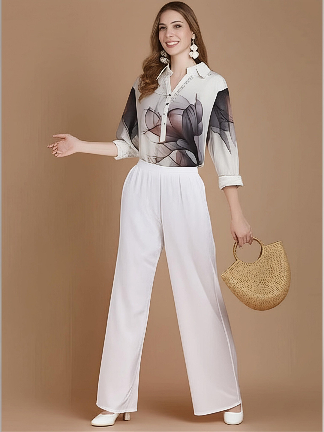 MICHAEL KOVLIN Women Plus Size Rayon Wide Leg Palazzos