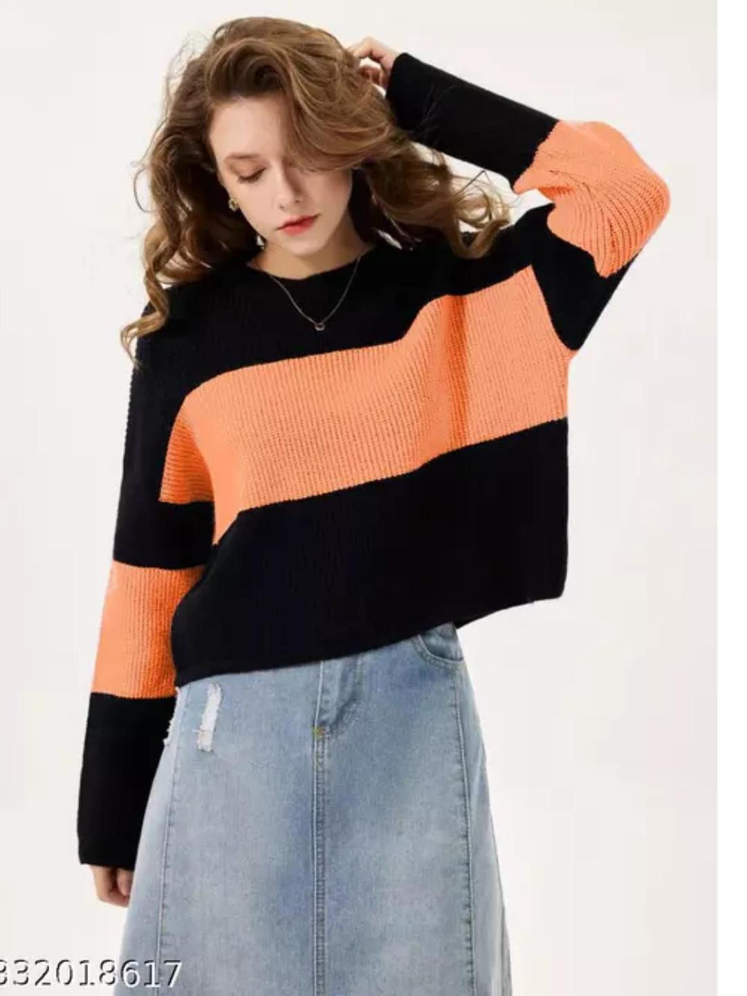 girlsify Women Orange & black Cropped Top