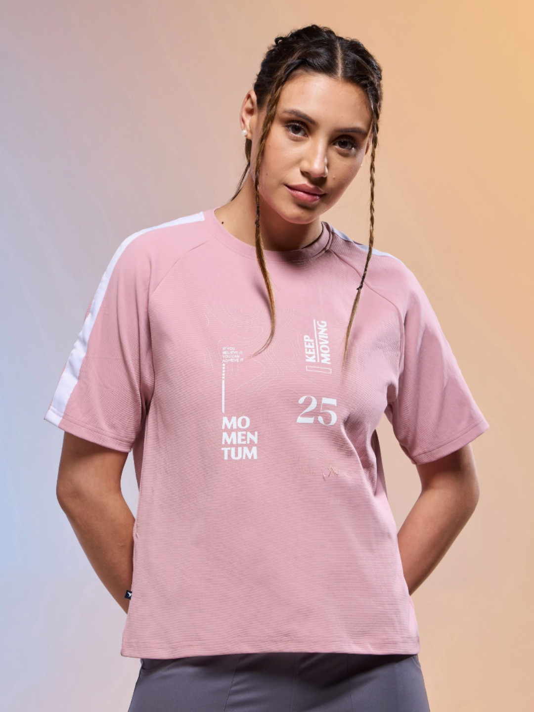 Technosport Oversized Typography Printed Anti Static Relaxed Fit T-Shirt