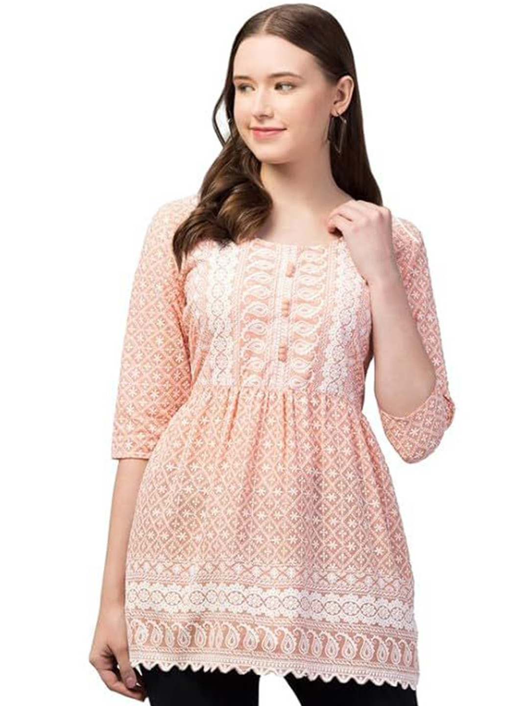 ERUDITE CLUB Women Embroidered Pure Cotton A-Line Kurti