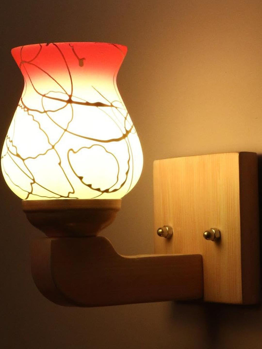 Somil Premium Designer Glass Wall / Night Lamp  Elegant & Stylish Dcor Accent for Modern Interiors, Color- Pink, White, Size:- 19 X 24 X 20.5 CM