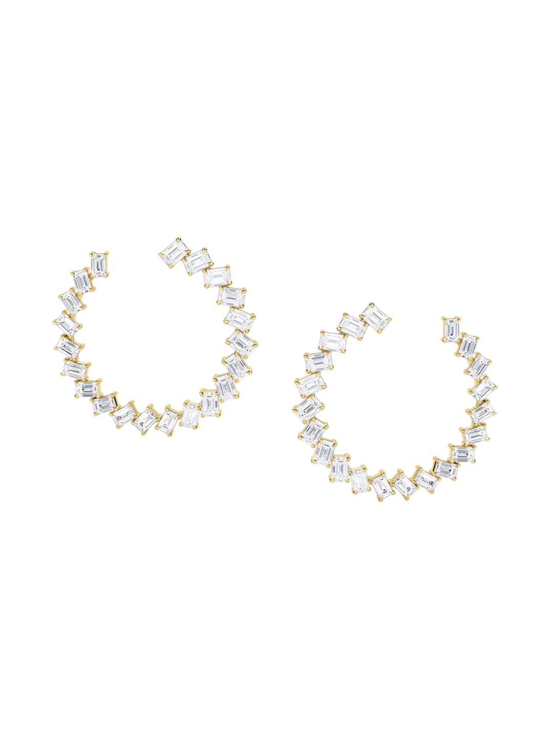 LUNA Women Yellow Gold Lab Grown Diamond Studded Hoop Earrings I 14 Kt