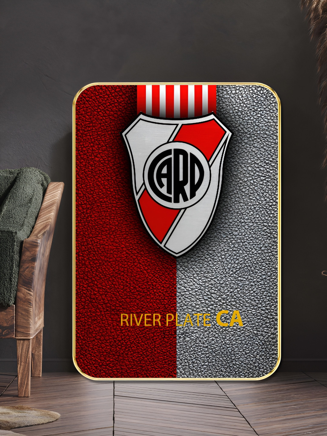 Livin'luxe Red & Grey River Plate CA Rectangle Wall Art