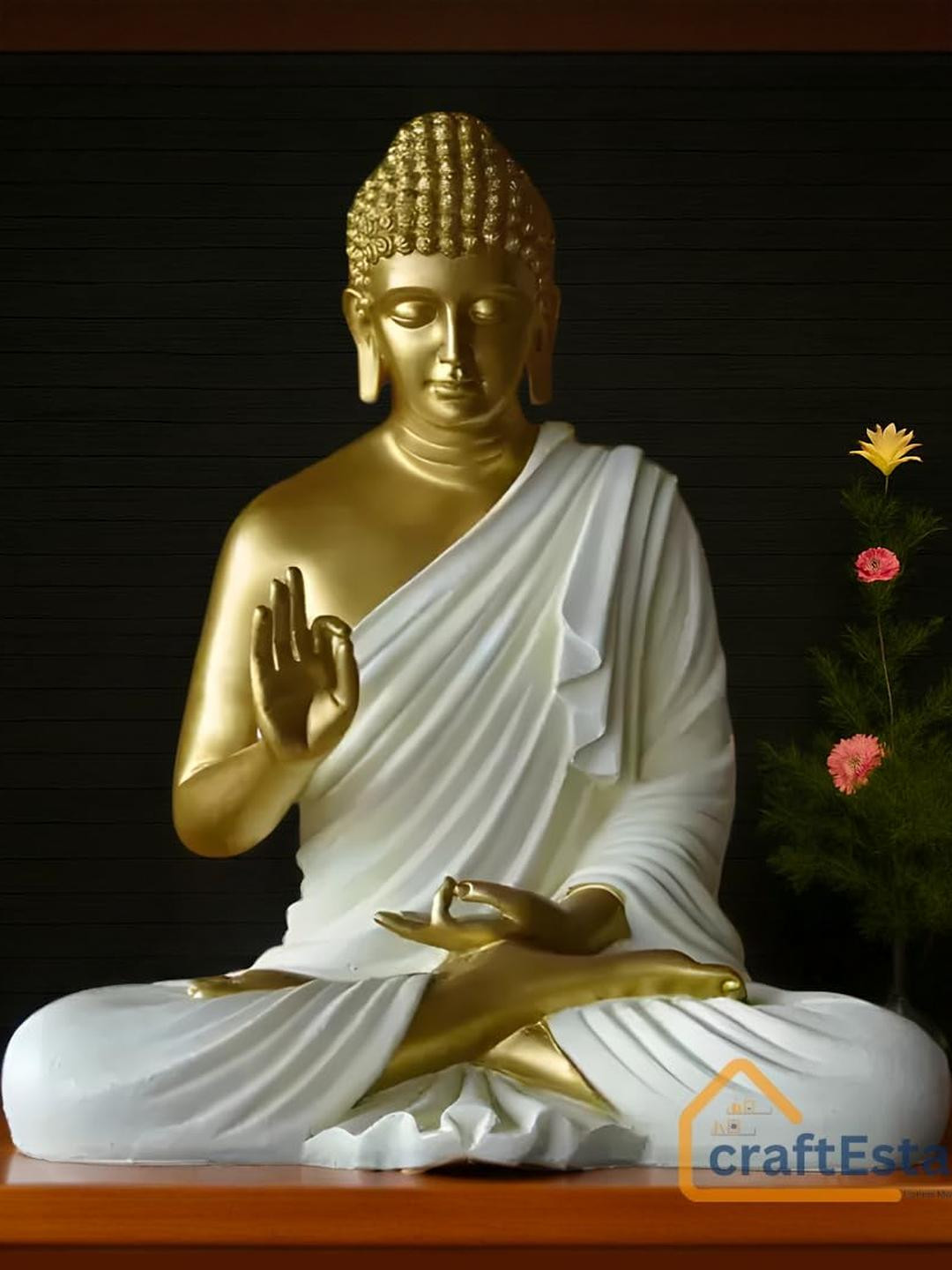 CraftEstate Gold-Toned Buddha Figurine Showpiece