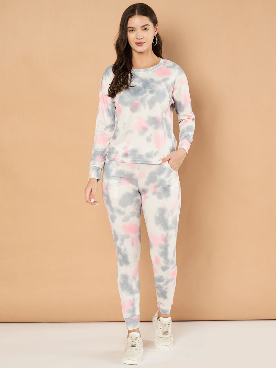 DTR FASHION Tie & Dye Round Neck Sweatshirt & Joggers