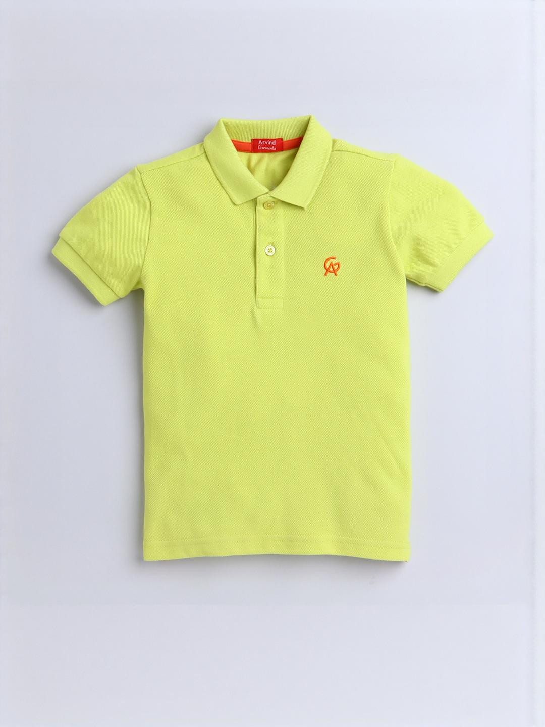 Arvind Garments Boys Green Polo Regular Fit Solid Half Sleeve T-shirt