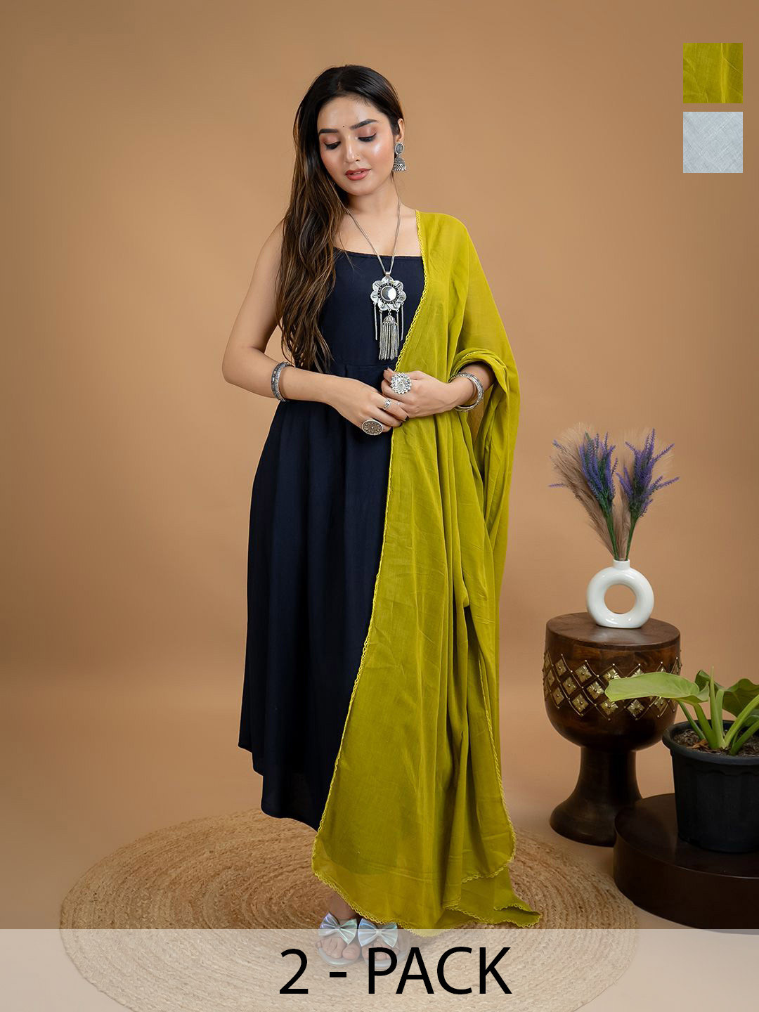 HELLA FASHIONS Selection Of 2 Cotton Dupattas