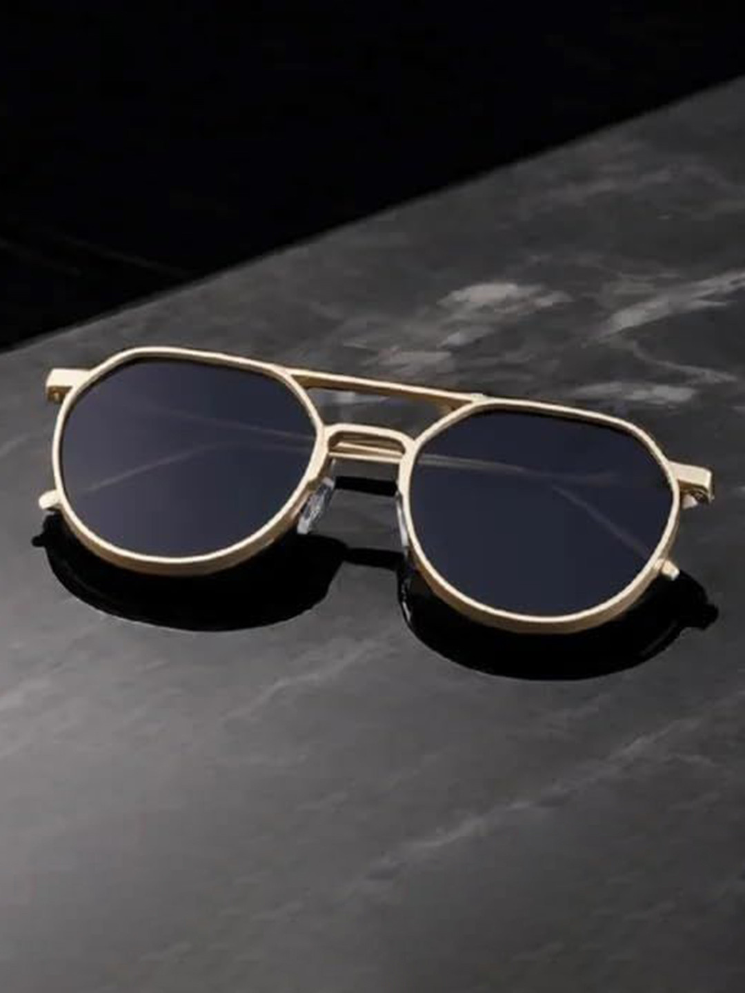 SPADEACES Men Square Sunglasses with Polarised Lens SPADEACES Allu Arjun gold Black