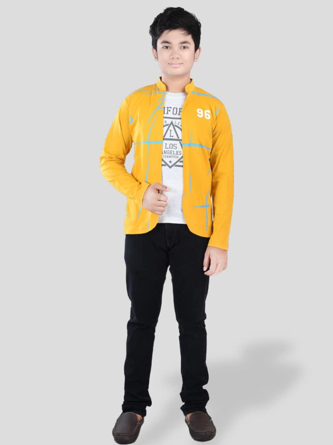 Jam & Sugar Boys Mustard Yellow Cotton Printed T-shirt