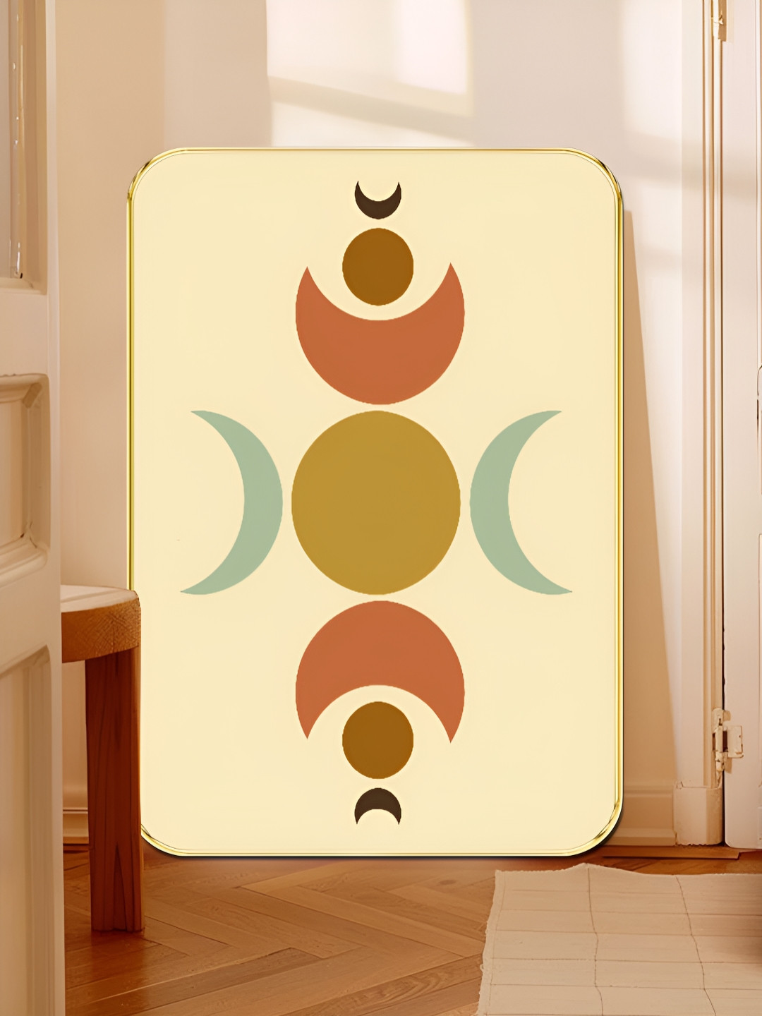 Livin'luxe Beige & Brown Boho Moon Printed Wall Art