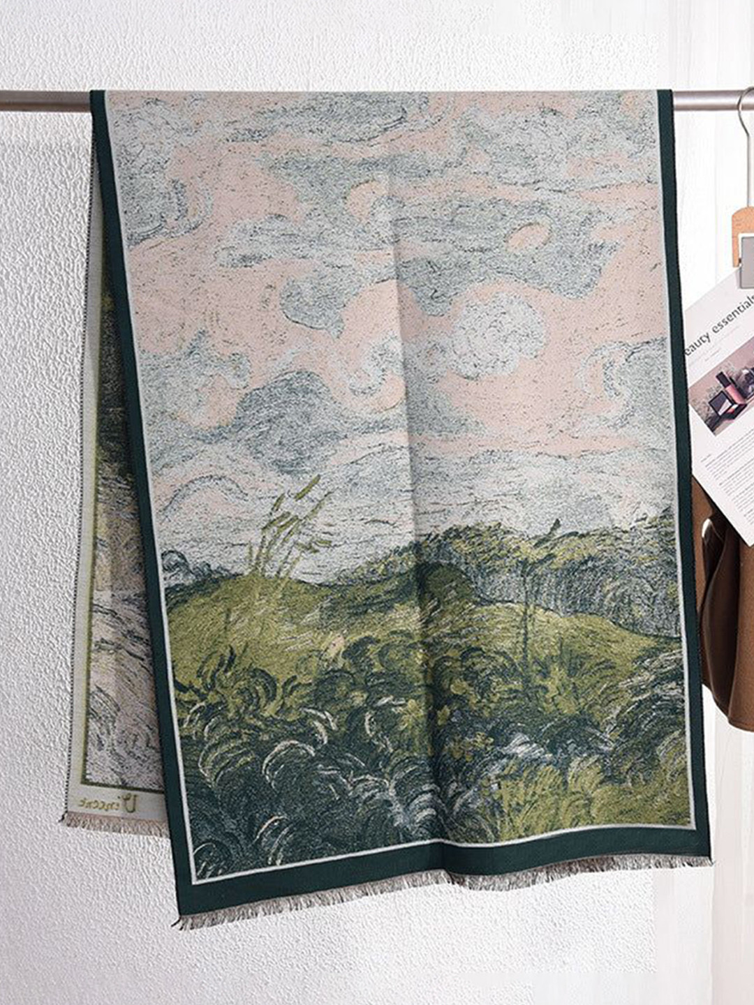 QUECY Women Wheat Field Printed Scarf