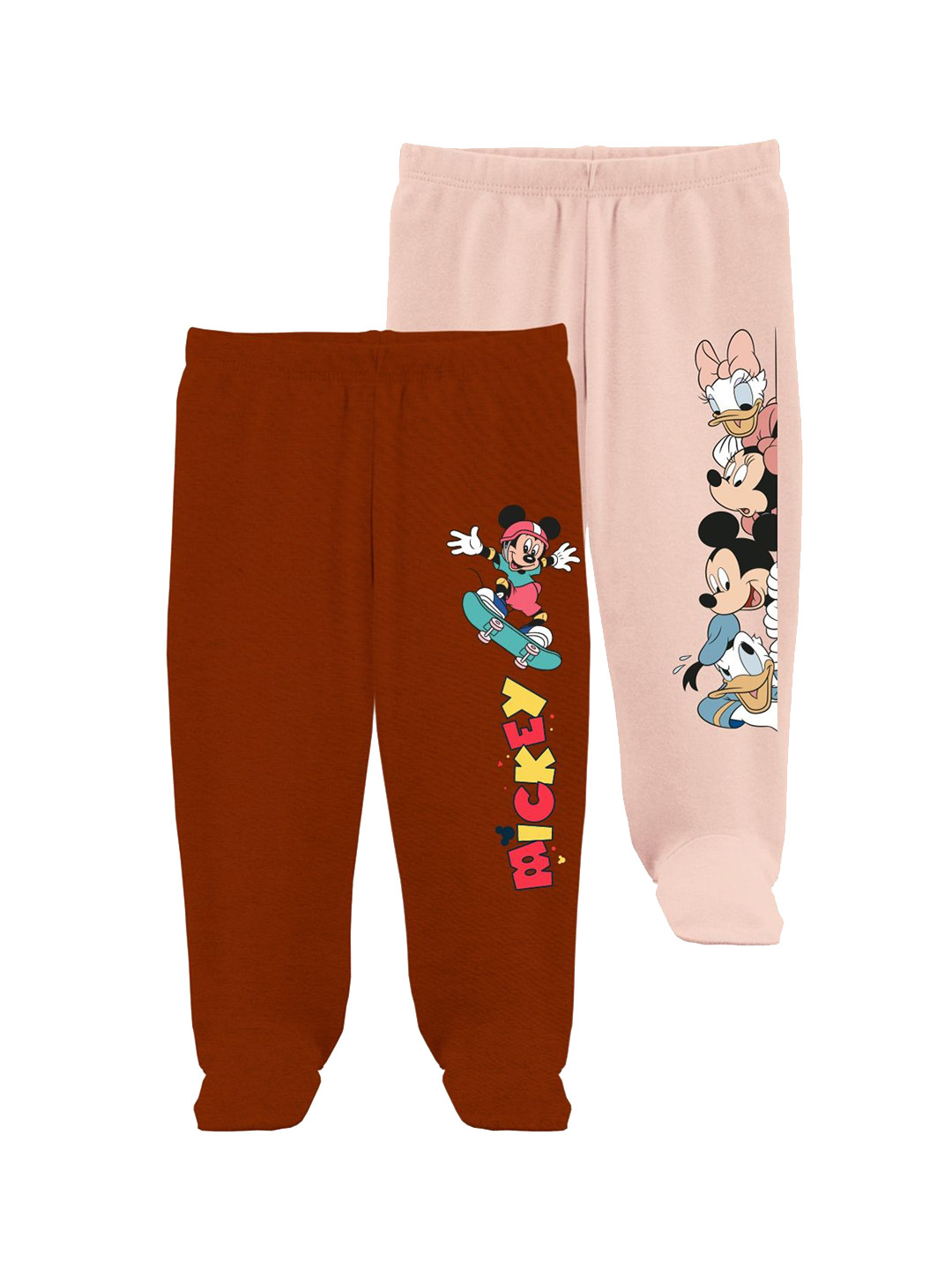 x2o Infants Girls Pack Of 2 Printed Cotton Footed Track Pants