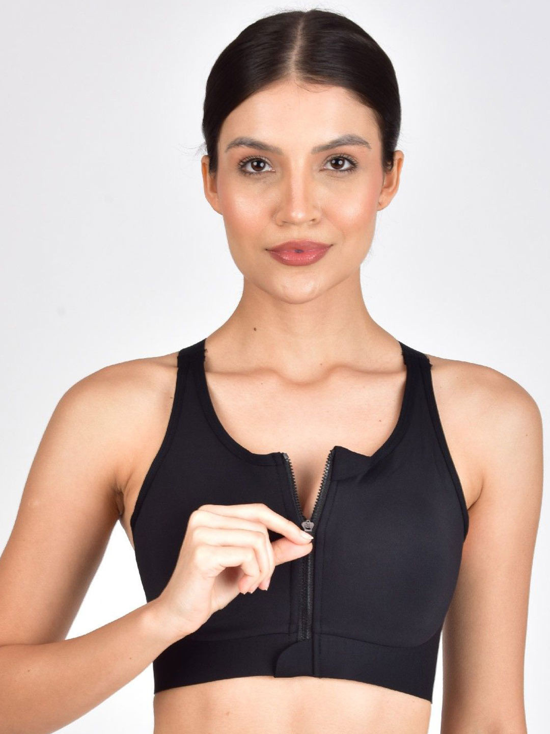 Poftik Full Coverage Seamless Rapid-Dry Racerback High Support Front Zip Sports Bra