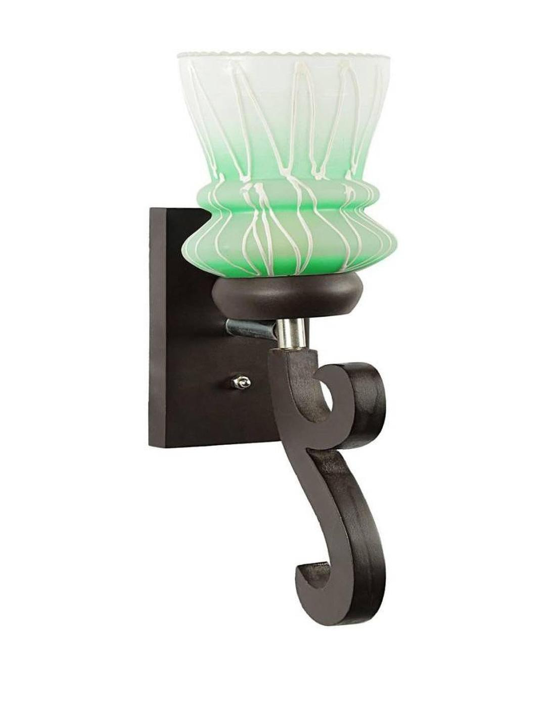 Somil Premium Designer Glass Wall / Night Lamp  Elegant & Stylish Dcor Accent for Modern Interiors, Color- Green, White, Size:- 17 X 22 X 27 CM