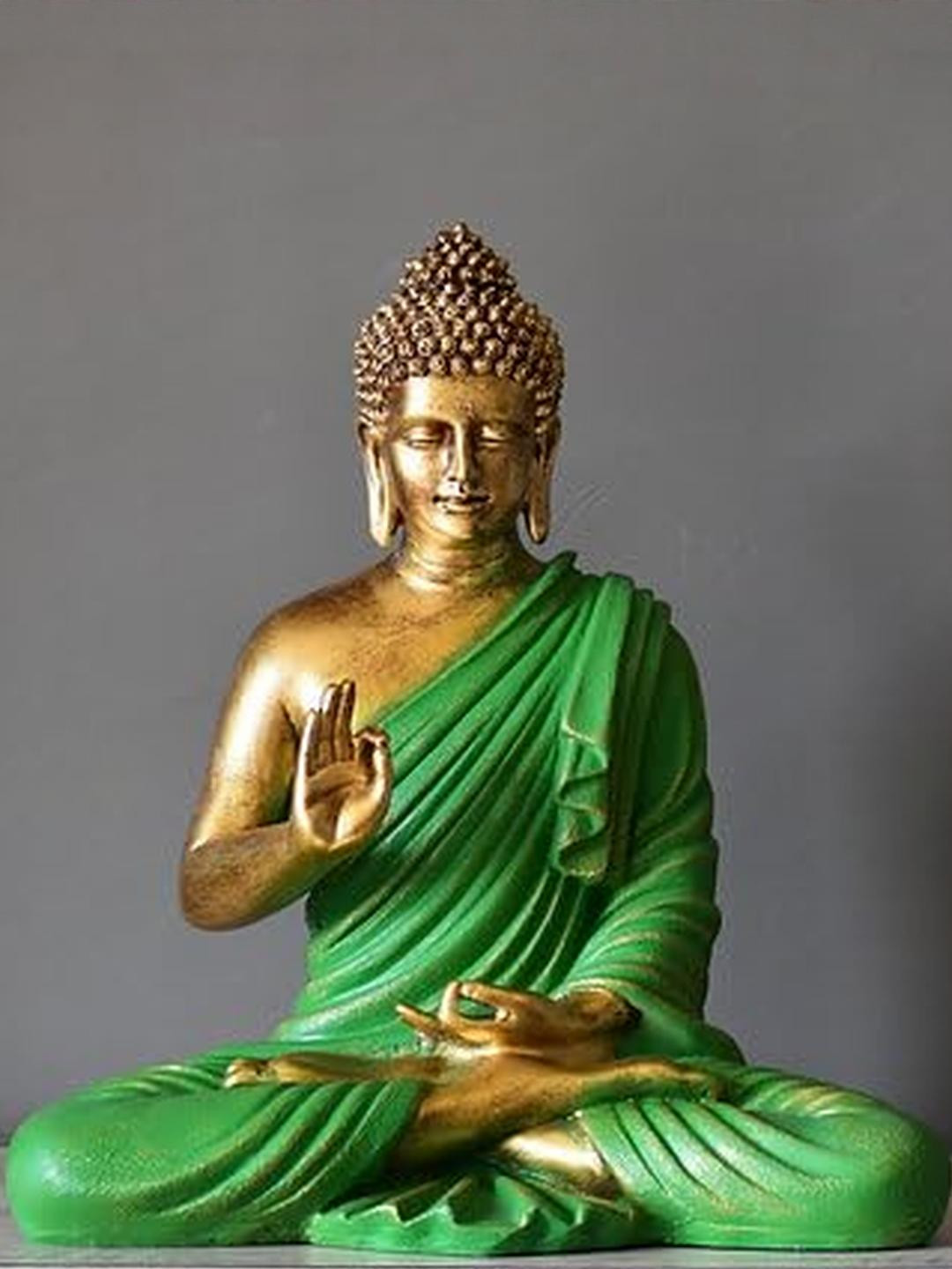 CraftEstate Green Buddha Resin Showpiece