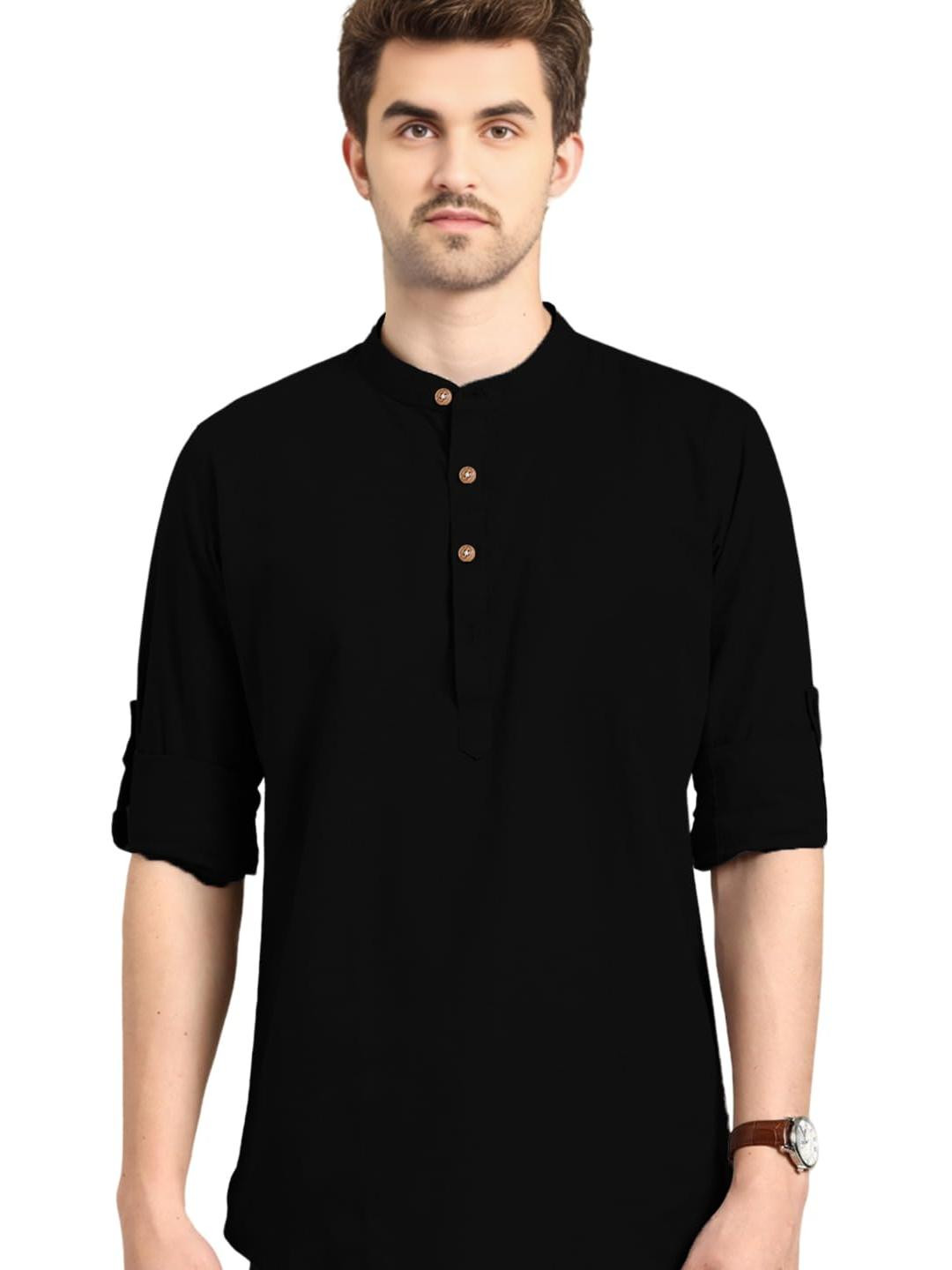 BHUVIKOO Men Black Kurtas