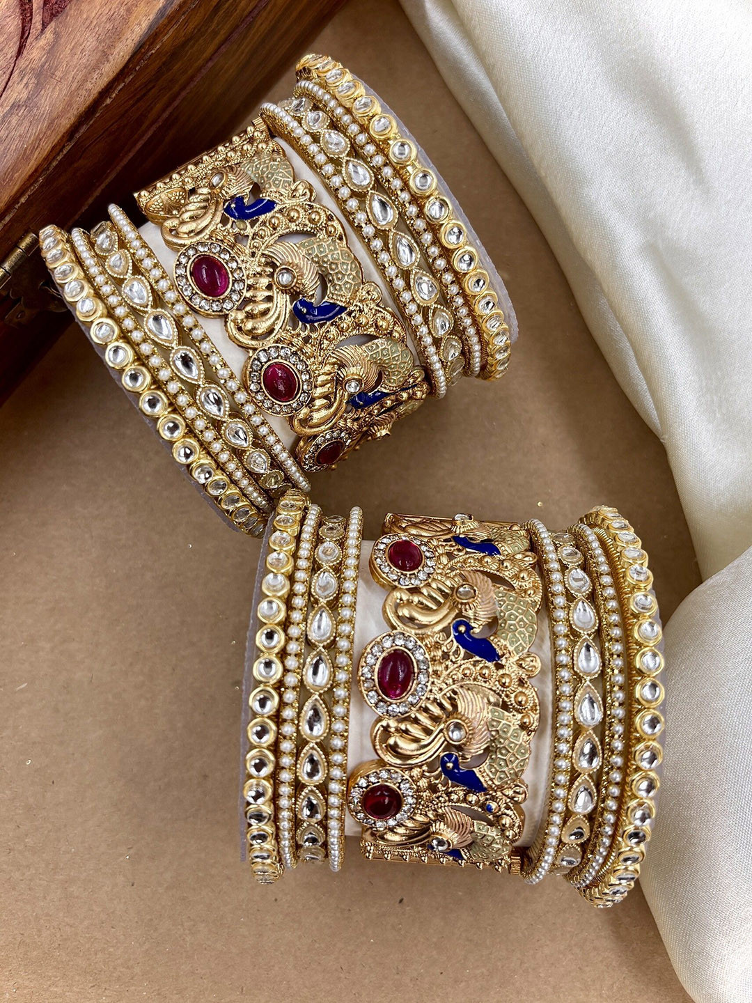 Wedding Chuda by Hitesh Bangles Set Of 18 American Diamond-Studded Bangles