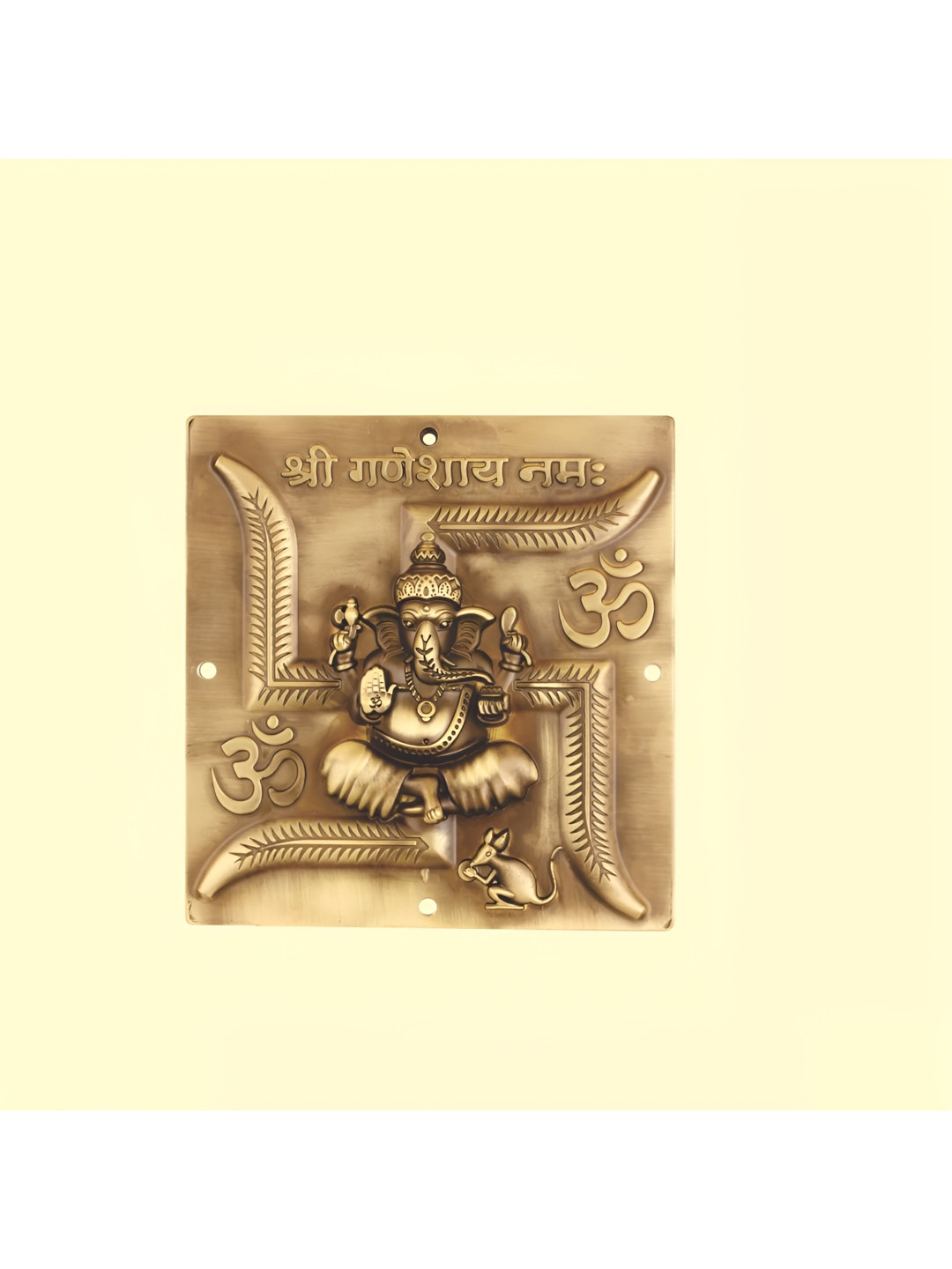 PLUS POINT Swastik Ganesha Ji Brass Ethnic Motifs Glossy Hall Spiritual Wall Decor-63In